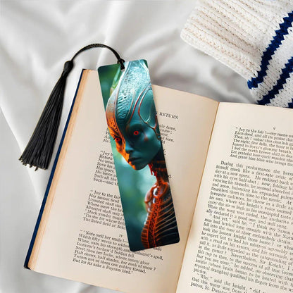 ColorFlow | Biomech Forest Alien Metal Bookmark Sci Fi Extraterrestrial Red Eye Futuristic Cosmic Art Design | Optional Personalization