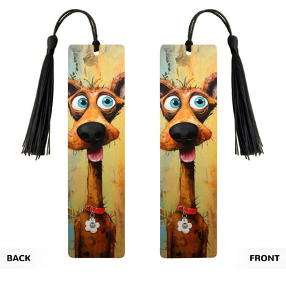 ColorFlow | Bright Blue Eyed Dog Art Metal Bookmark Cheerful Pet Lover Gift for Readers | Optional Personalization