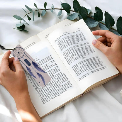 ColorFlow | Boho Dreamcatcher Feathers Metal Bookmark Spiritual Bohemian Reading Gift | Optional Personalization