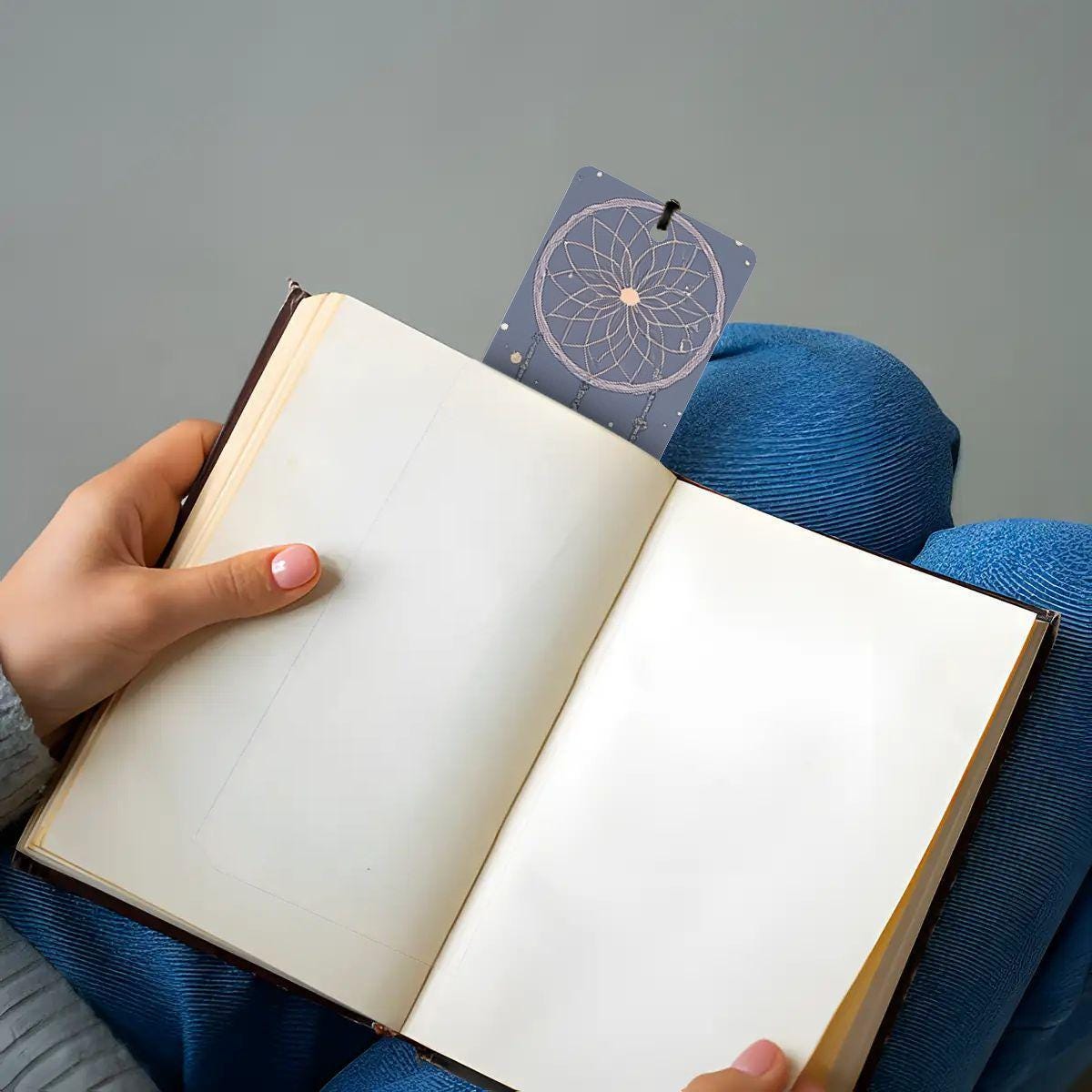 ColorFlow | Boho Dreamcatcher Feather Metal Bookmark Celestial White Feather Spiritual Book Gift | Optional Personalization