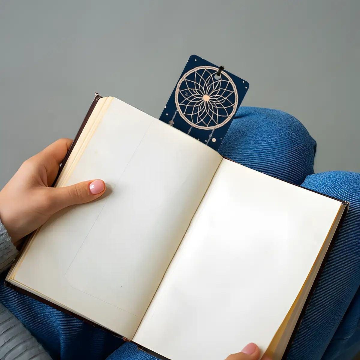 ColorFlow | Celestial Dreamcatcher Feather Metal Bookmark Boho Mystic Reading Accessory Gift | Optional Personalization