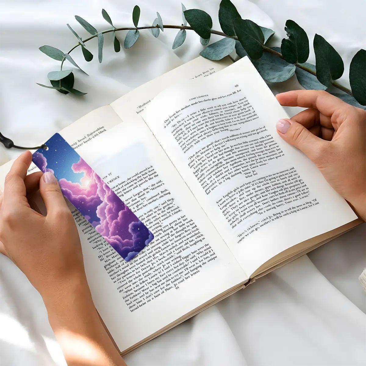 ColorFlow | Cosmic Nebula Heart Metal Bookmark Pink Blue Galaxy Swirl Fantasy Book Gift | Optional Personalization
