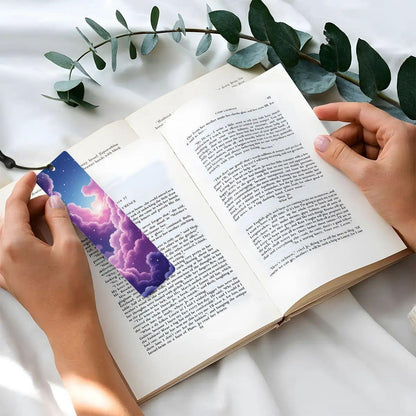 ColorFlow | Cosmic Nebula Heart Metal Bookmark Pink Blue Galaxy Swirl Fantasy Book Gift | Optional Personalization