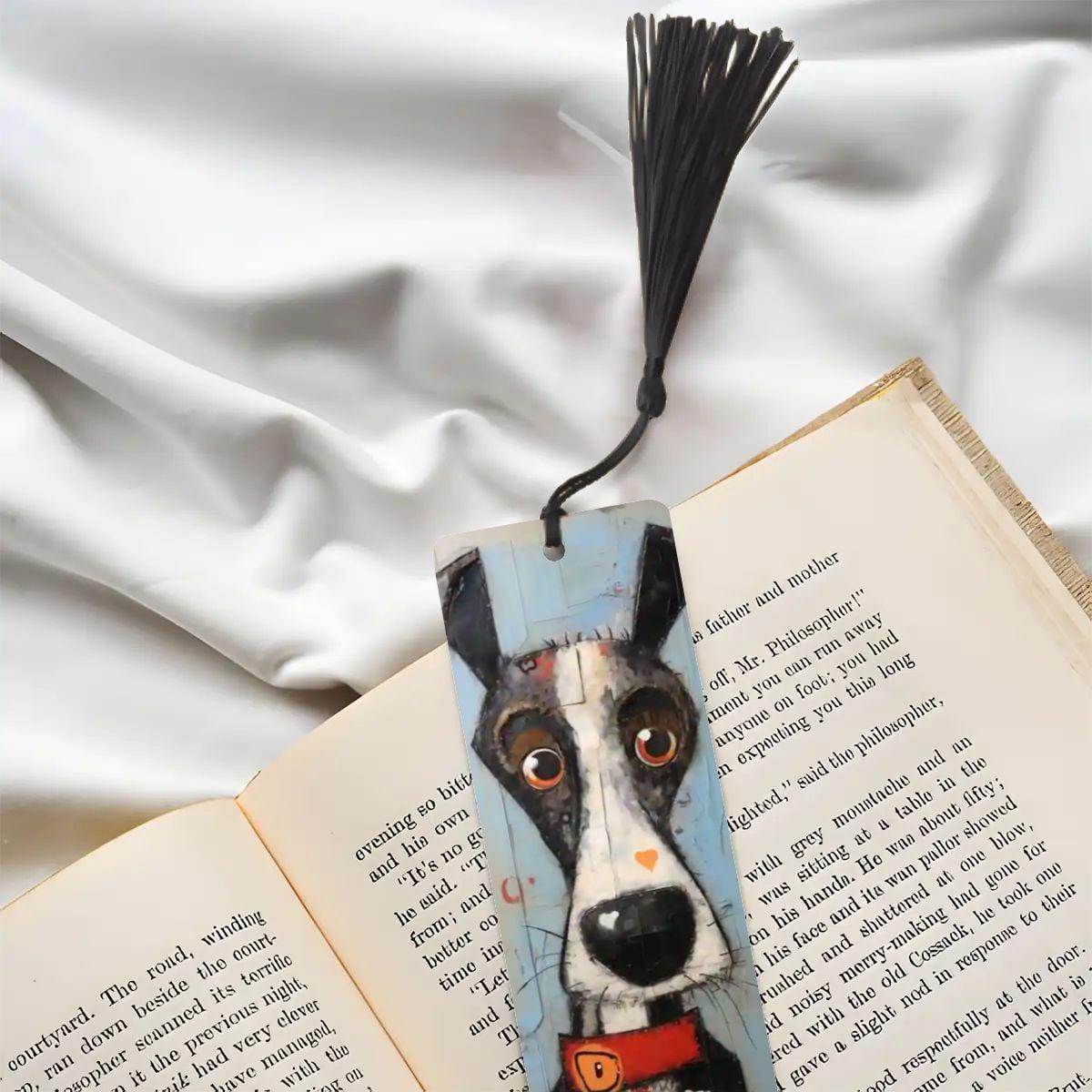 ColorFlow | Cute Dog with Heart Nose Metal Bookmark Whimsical Pet Lover Gift for Readers | Optional Personalization