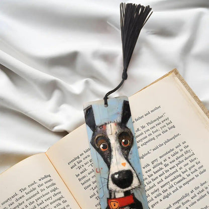 ColorFlow | Cute Dog with Heart Nose Metal Bookmark Whimsical Pet Lover Gift for Readers | Optional Personalization