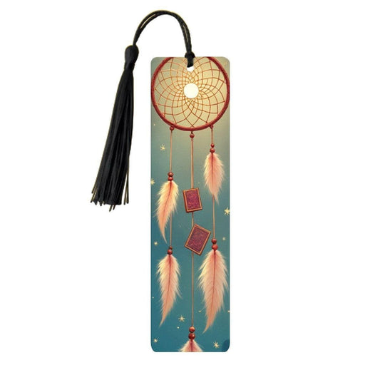 ColorFlow | Dreamcatcher Moon Feather Metal Bookmark Boho Celestial Spiritual Reading Gift | Optional Personalization