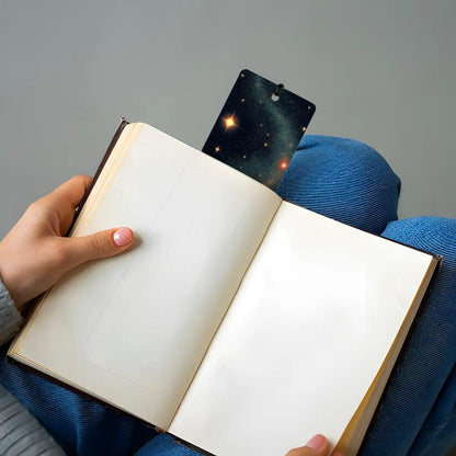 ColorFlow | Enchanted Galaxy Book Metal Bookmark Cosmic Starry Night Fantasy Reading Gift | Optional Personalization