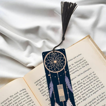 ColorFlow | Mystic Dreamcatcher Feather Metal Bookmark Boho Celestial Spiritual Reading Gift | Optional Personalization
