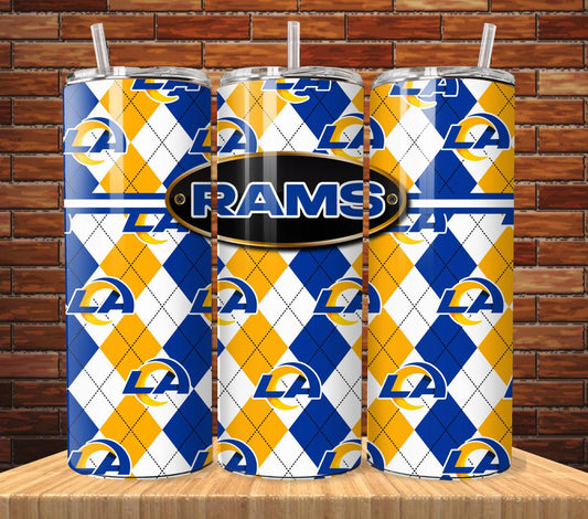 ColorFlow | Los Angeles Rams Inspired Heritage Argyle 20oz Skinny Tumbler with Straw