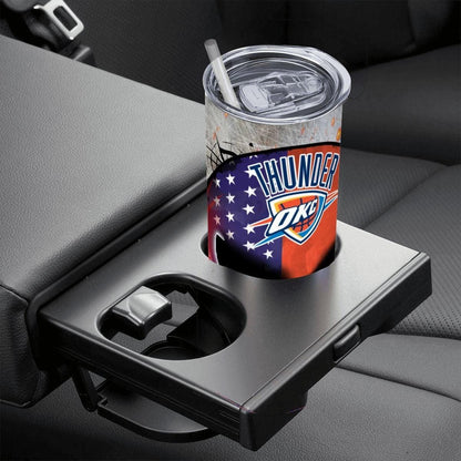 ColorFlow | Oklahoma City Basketball Inspired 20oz Straight Tumbler | Thunder Skull American Flag Design | Personalization Optional