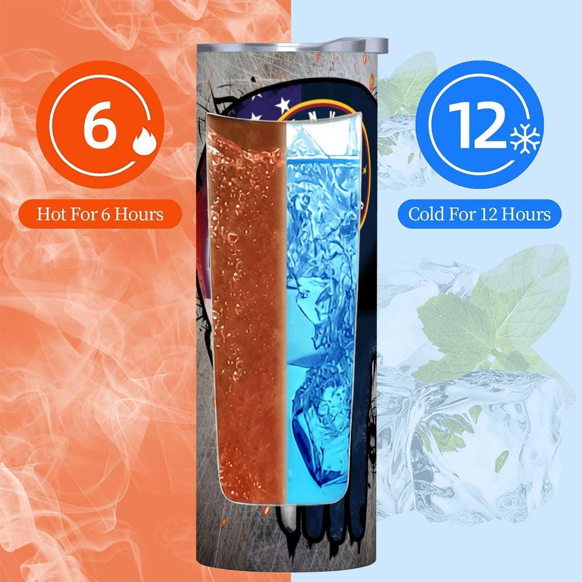 ColorFlow | Denver Basketball Inspired 20oz Straight Tumbler | Nuggets Skull American Flag Design | Personalization Optional