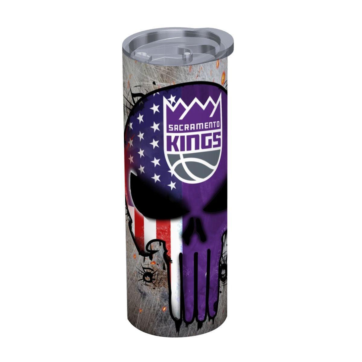 ColorFlow | Sacramento Basketball Inspired 20oz Straight Tumbler | Kings Skull American Flag Design | Personalization Optional