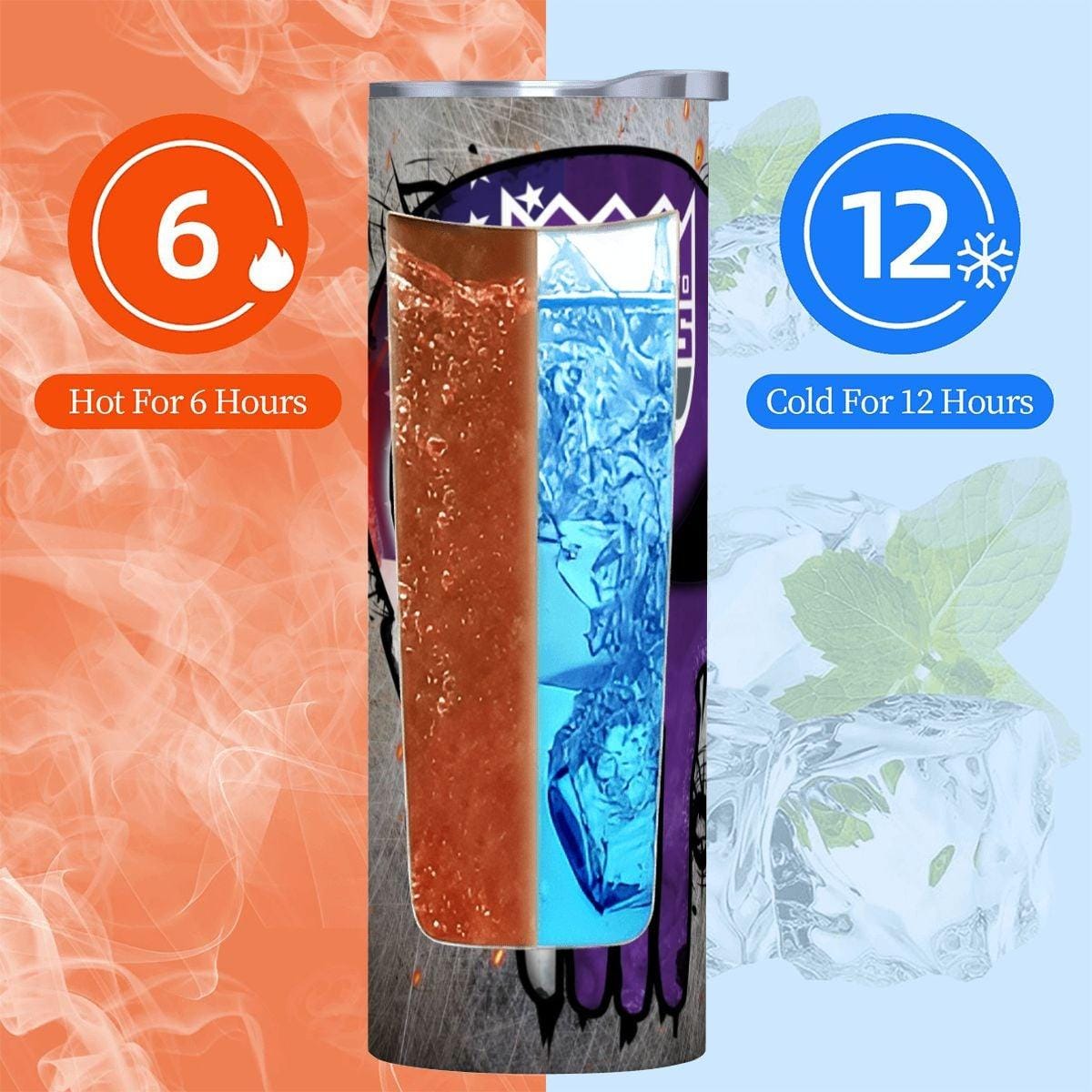 ColorFlow | Sacramento Basketball Inspired 20oz Straight Tumbler | Kings Skull American Flag Design | Personalization Optional