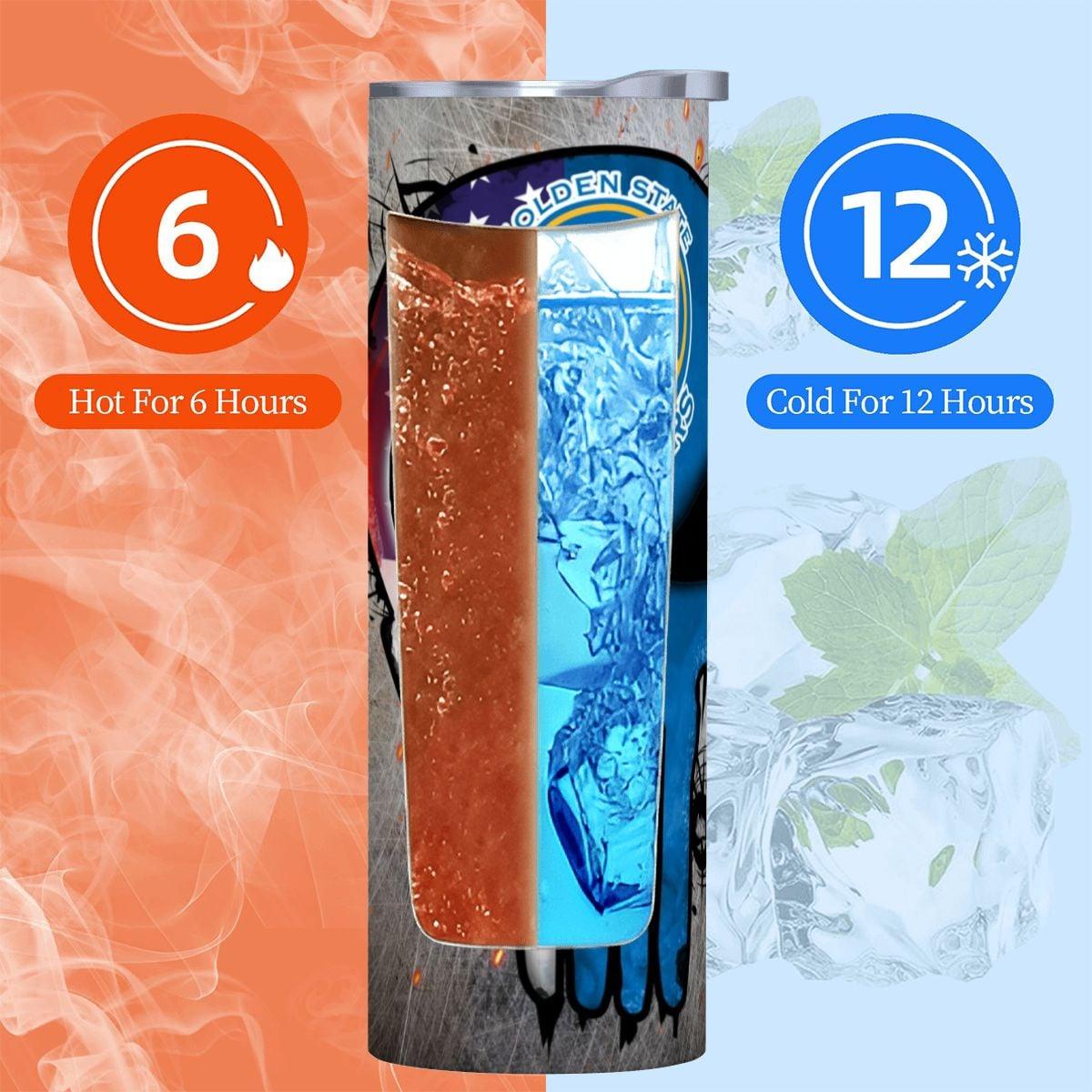 ColorFlow | Golden State Basketball Inspired 20oz Straight Tumbler | Warriors Skull American Flag Design | Personalization Optional