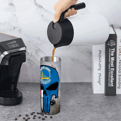 ColorFlow | Golden State Basketball Inspired 20oz Straight Tumbler | Warriors Skull American Flag Design | Personalization Optional