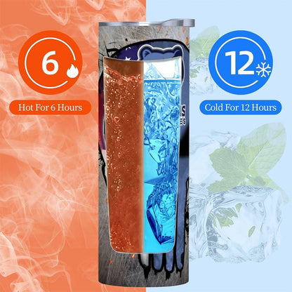ColorFlow | Memphis Basketball Inspired 20oz Straight Tumbler | Grizzlies Skull American Flag Design | Personalization Optional