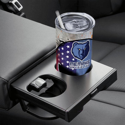 ColorFlow | Memphis Basketball Inspired 20oz Straight Tumbler | Grizzlies Skull American Flag Design | Personalization Optional