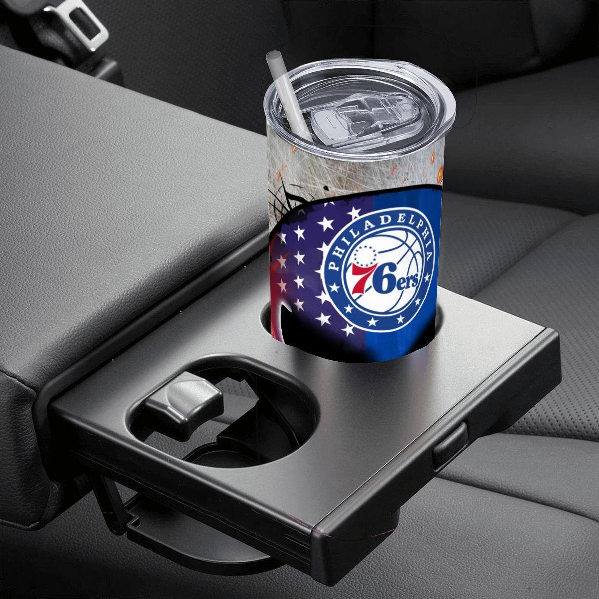 ColorFlow | Philadelphia Basketball Inspired 20oz Straight Tumbler | Sixers Skull American Flag Design | Personalization Optional