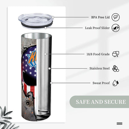 ColorFlow | New York Basketball Inspired 20oz Straight Tumbler | Knicks Skull American Flag Design | Personalization Optional