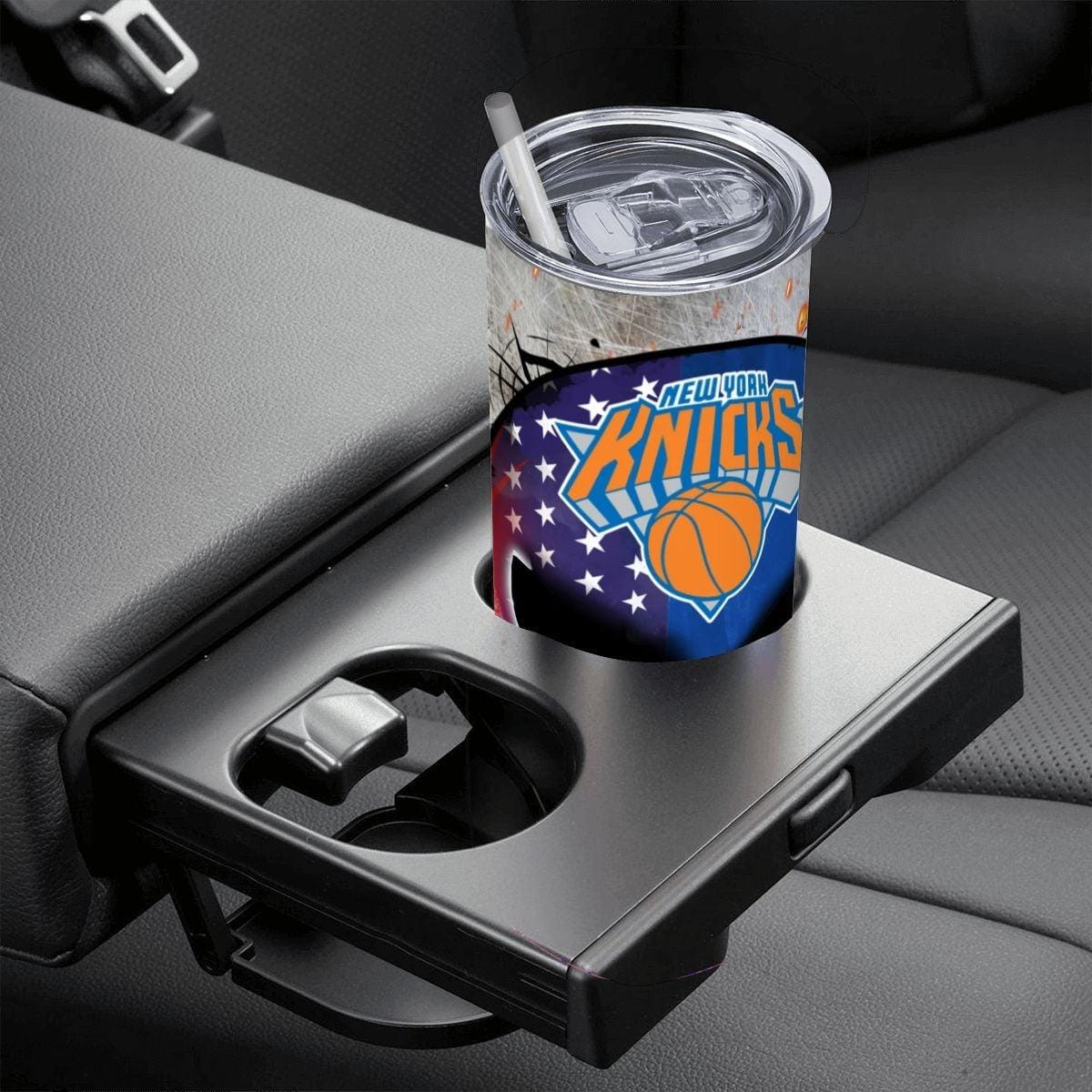 ColorFlow | New York Basketball Inspired 20oz Straight Tumbler | Knicks Skull American Flag Design | Personalization Optional
