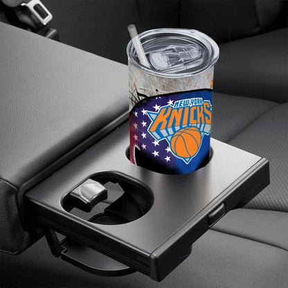 ColorFlow | New York Basketball Inspired 20oz Straight Tumbler | Knicks Skull American Flag Design | Personalization Optional