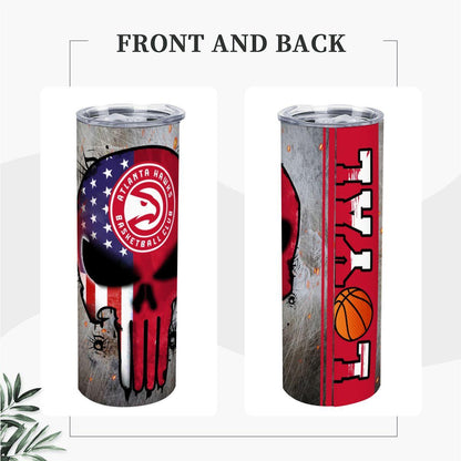 ColorFlow | Atlanta Basketball Inspired 20oz Straight Tumbler | Hawks Skull American Flag Design | Personalization Optional