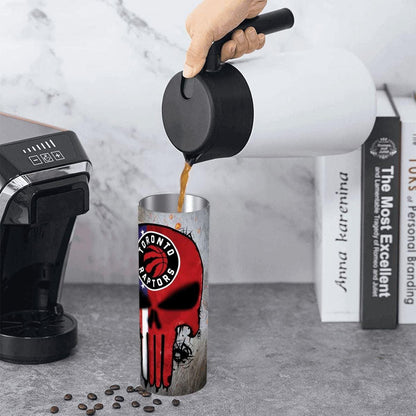 ColorFlow | Toronto Basketball Inspired 20oz Straight Tumbler | Raptors Skull American Flag Design | Personalization Optional