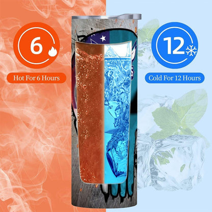 ColorFlow | Charlotte Basketball Inspired 20oz Straight Tumbler | Hornets Skull American Flag Design | Personalization Optional