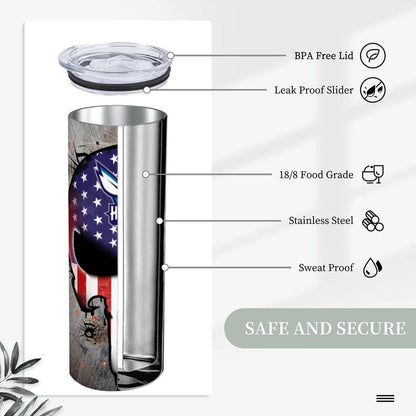 ColorFlow | Charlotte Basketball Inspired 20oz Straight Tumbler | Hornets Skull American Flag Design | Personalization Optional