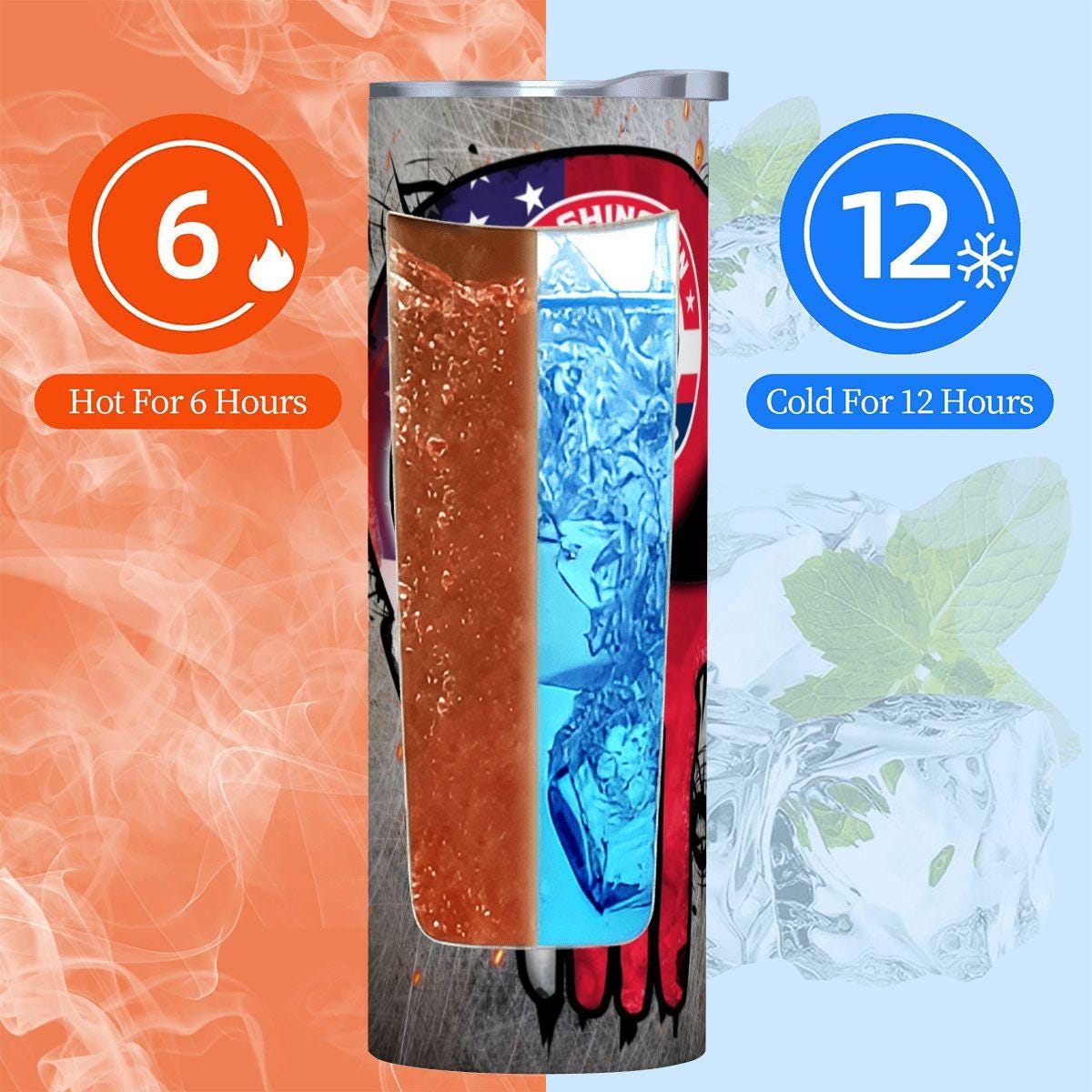 ColorFlow | Washington Basketball Inspired 20oz Straight Tumbler | Wizards Skull American Flag Design | Personalization Optional