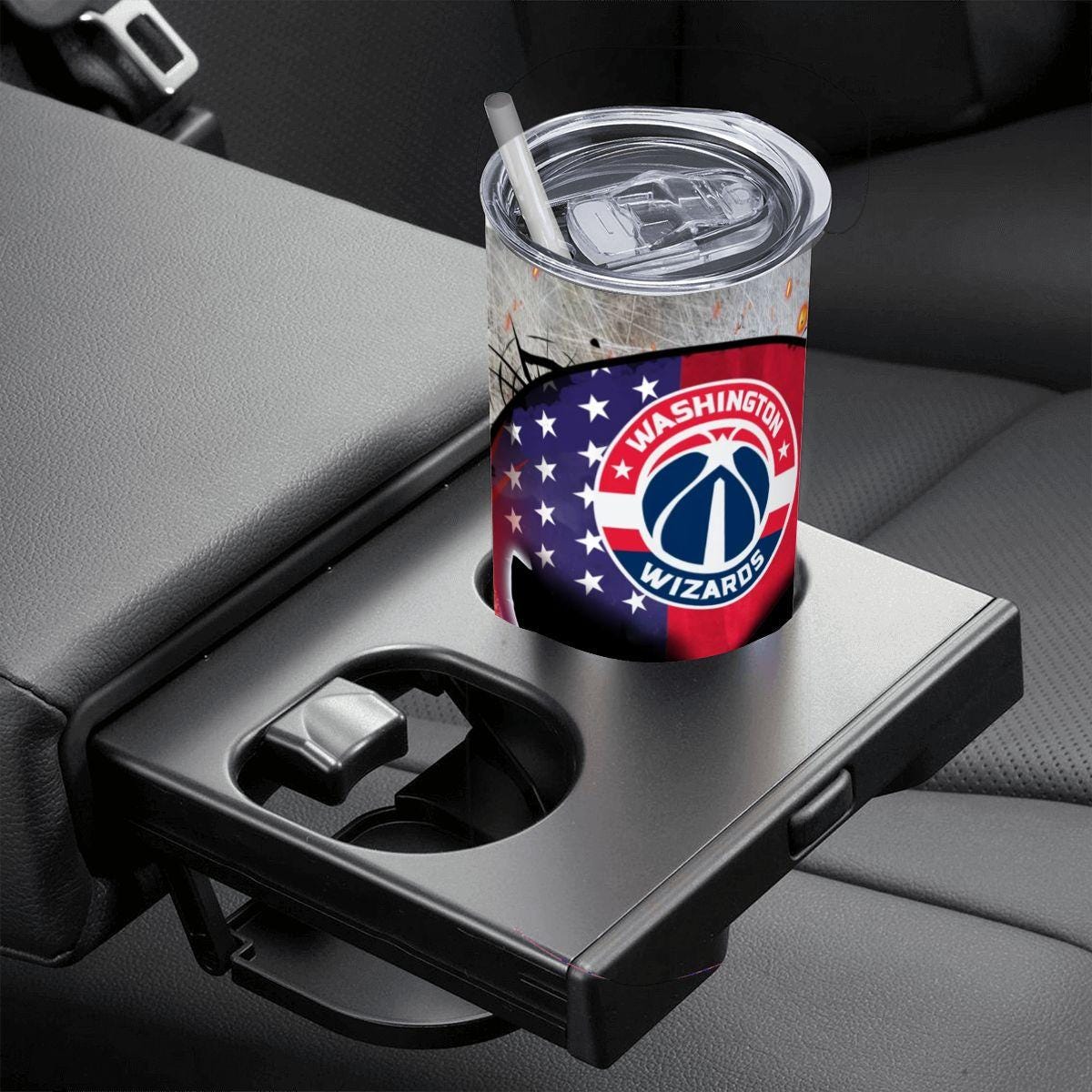 ColorFlow | Washington Basketball Inspired 20oz Straight Tumbler | Wizards Skull American Flag Design | Personalization Optional