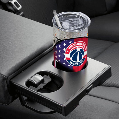 ColorFlow | Washington Basketball Inspired 20oz Straight Tumbler | Wizards Skull American Flag Design | Personalization Optional