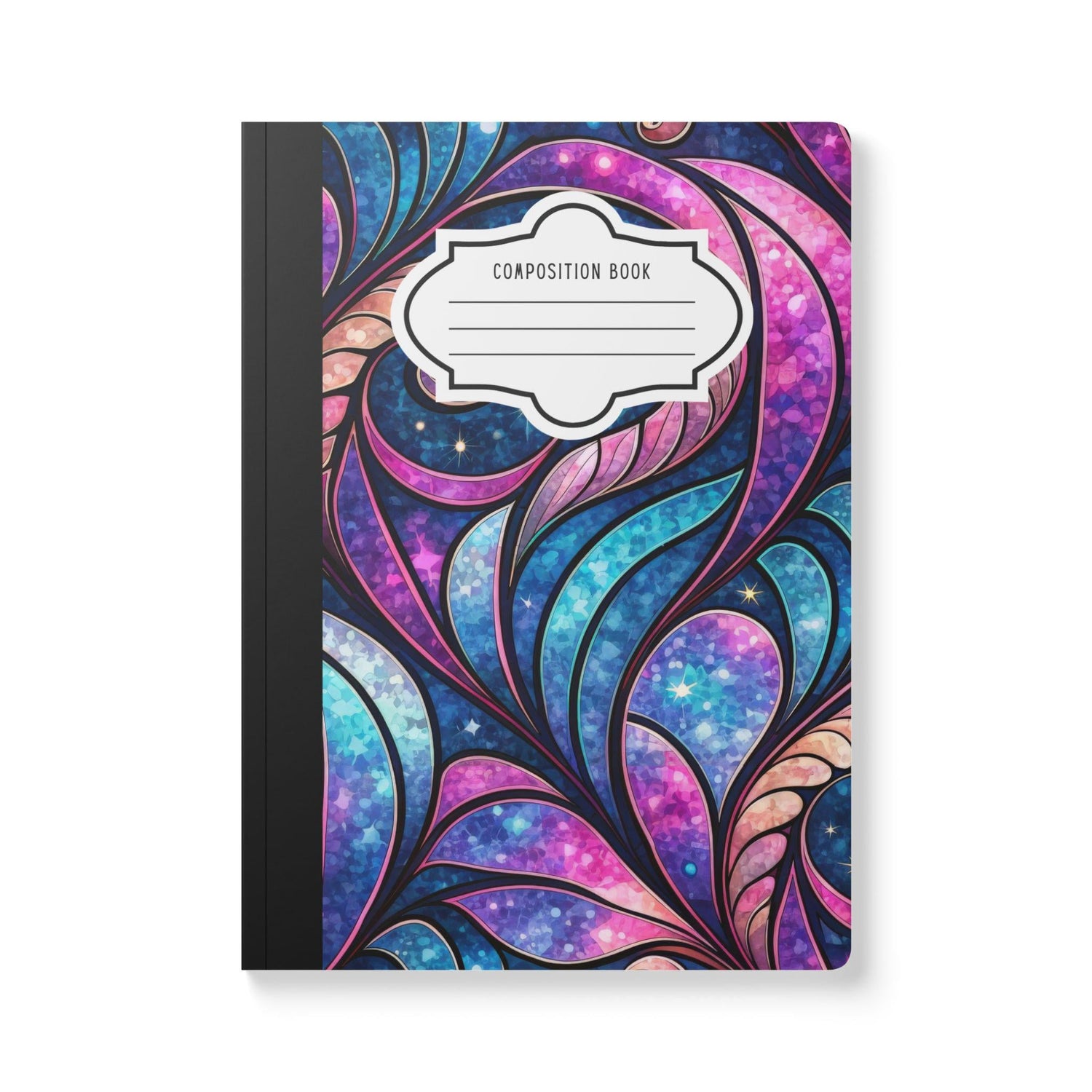 ColorFlow | Cosmic Swirl Galaxy Composition Notebook | Celestial Pink Blue Pattern Journal for School Work and Writing