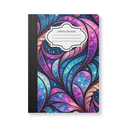 ColorFlow | Cosmic Swirl Galaxy Composition Notebook | Celestial Pink Blue Pattern Journal for School Work and Writing
