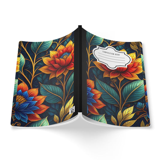 ColorFlow | Midnight Garden Floral Composition Notebook | Bold Botanical Art Journal for School Work and Writing