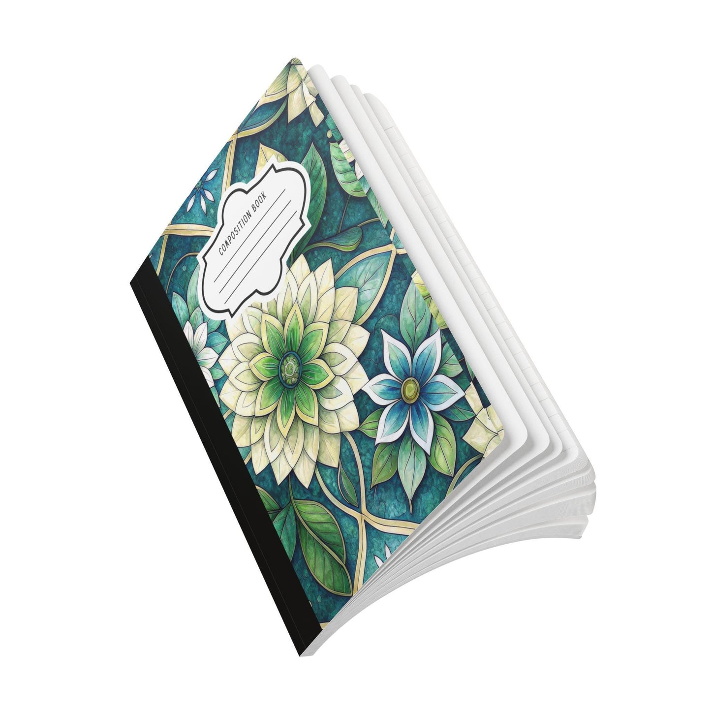 ColorFlow | Serene Green Floral Composition Notebook | Elegant Botanical Mandala Journal for School and Writing