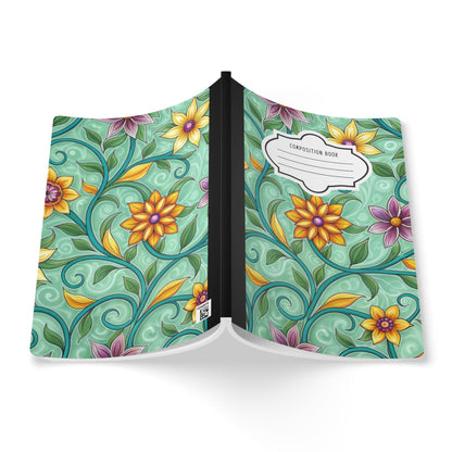 ColorFlow | Mint Floral Vine Composition Notebook | Soft Whimsical Botanical Journal for School Work and Writing