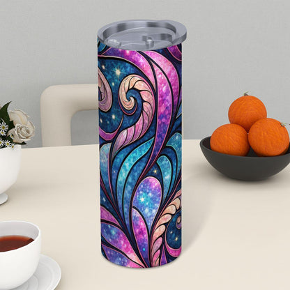 ColorFlow | Cosmic Swirl Night Sky 20oz Skinny Stainless Steel Tumbler with Straw | Galaxy Abstract Art Cup