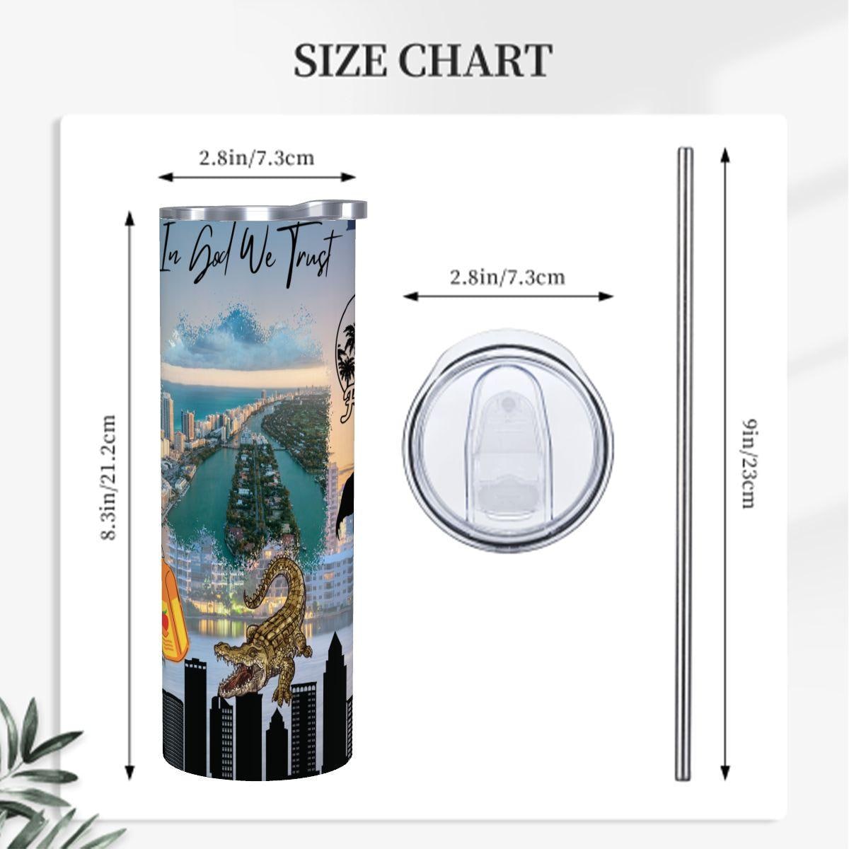 ColorFlow | Florida State Pride Tumbler | In God We Trust Coastal City Scenic | 20oz Skinny Stainless Steel With Straw
