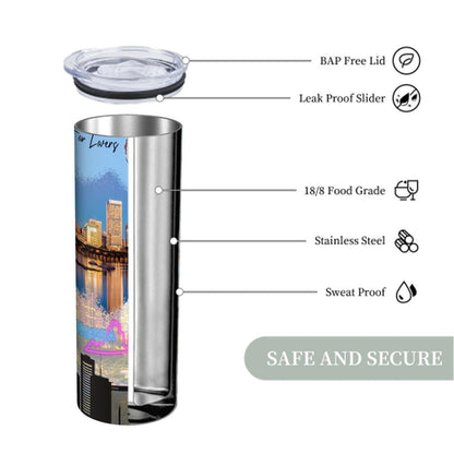 ColorFlow | Virginia Skinny Tumbler | State Pride License Plate Collage | Landmark Travel Design | 20oz Stainless Steel Cup