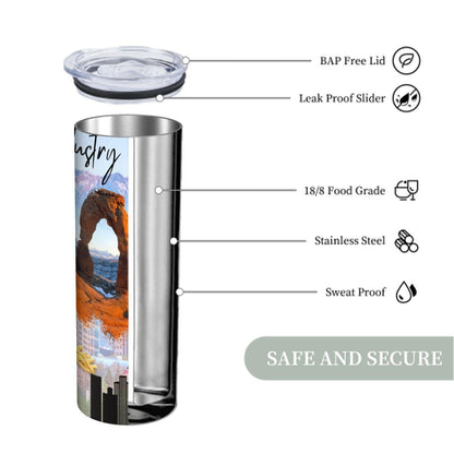 ColorFlow | Utah State Pride Tumbler | Industry Delicate Arch Mountain Scenic | 20oz Skinny Stainless Steel With Straw