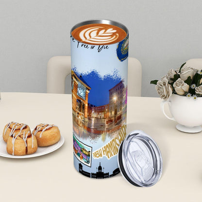ColorFlow | New Hampshire State Pride Tumbler | Live Free Or Die Town Square Art | 20oz Skinny Stainless Steel With Straw