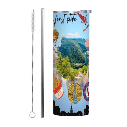 ColorFlow | Delaware State Pride Tumbler | The First State Scenic River Valley | 20oz Skinny Stainless Steel With Straw