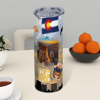 ColorFlow | Colorado Mountain Escape 20oz Skinny Stainless Steel Tumbler with Straw | Rocky Mountains Adventure Travel Cup