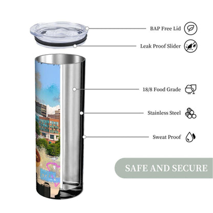 ColorFlow | South Carolina State Pride 20oz Skinny Stainless Steel Tumbler with Straw | Palmetto State Skyline Travel Cup