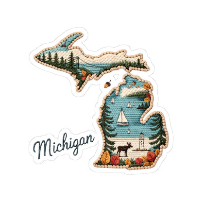 ColorFlow | Michigan Great Lakes Escape Vinyl Sticker | Northern Shores Sailboats Forest and Wildlife Art
