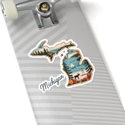 ColorFlow | Michigan Great Lakes Escape Vinyl Sticker | Northern Shores Sailboats Forest and Wildlife Art