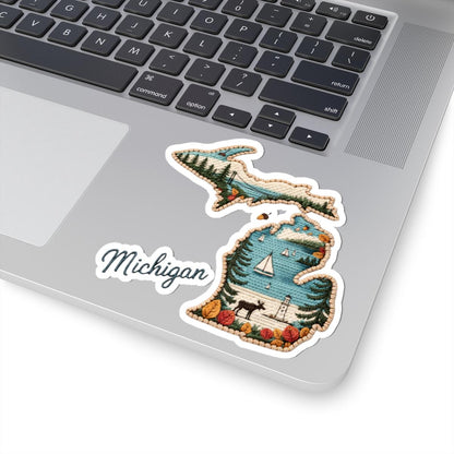 ColorFlow | Michigan Great Lakes Escape Vinyl Sticker | Northern Shores Sailboats Forest and Wildlife Art