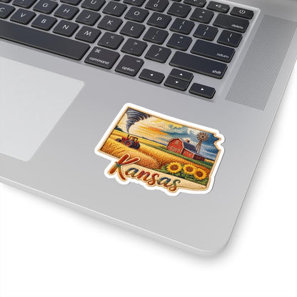 ColorFlow | Kansas Sunflower Plains Vinyl Sticker | Prairie Farmland Barn and Heartland Scenic Art