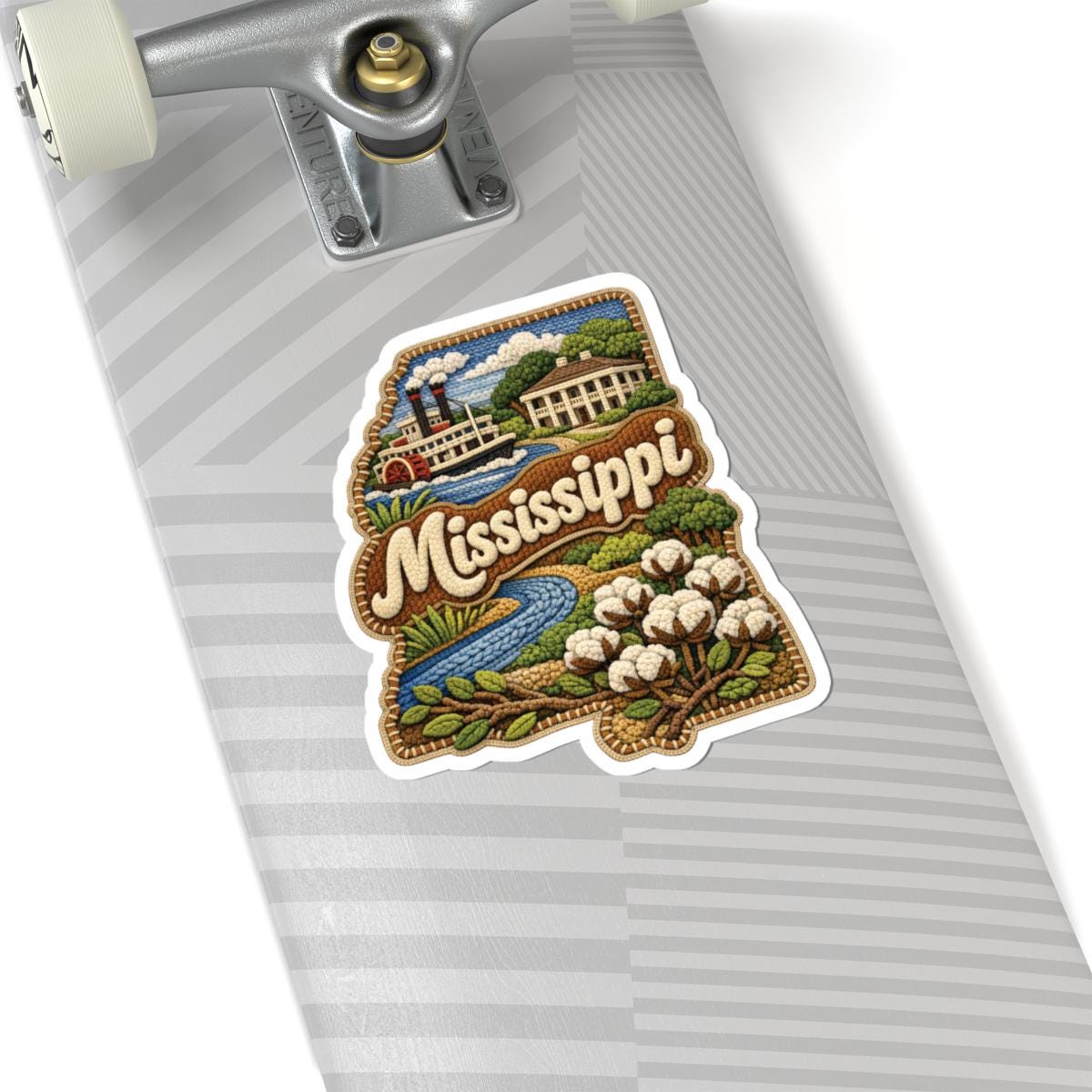 ColorFlow | Mississippi River Elegance Vinyl Sticker | Southern Plantation Steamboat and Delta Landscape Art